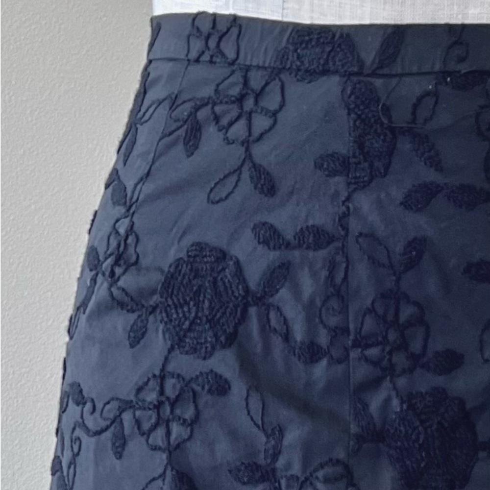 Piazza Sempione Small Black Embroidered Pencil Skirt Back Zip Riffle Chic - Picture 4 of 8